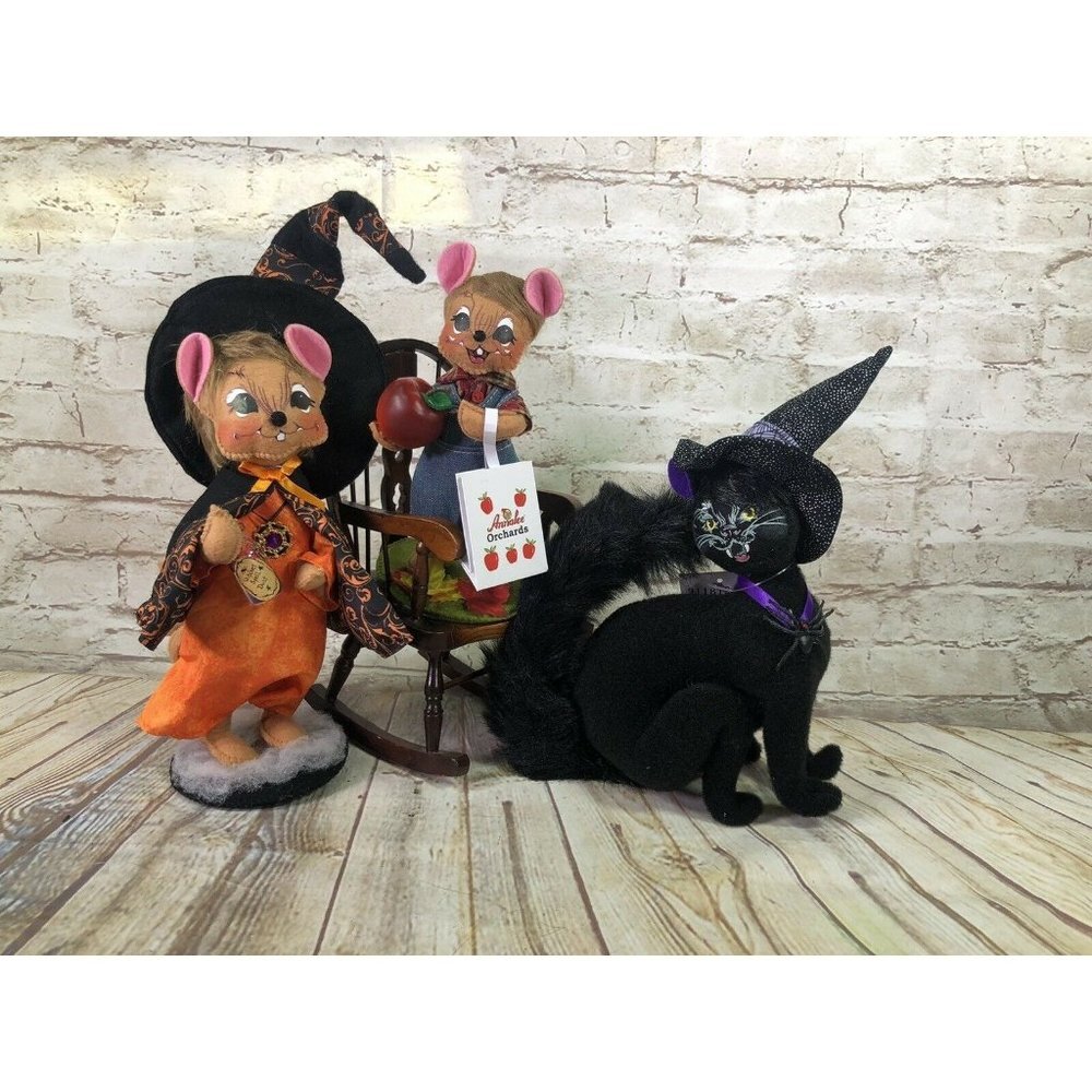 mixed lot of 3 Halloween‎ Annalee Mouse and Cat Dol